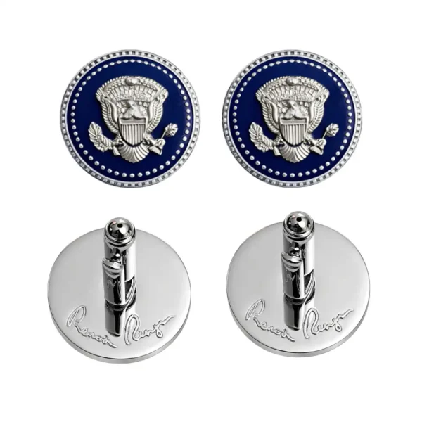 Presidential Ronald Reagan Silver Cufflinks
