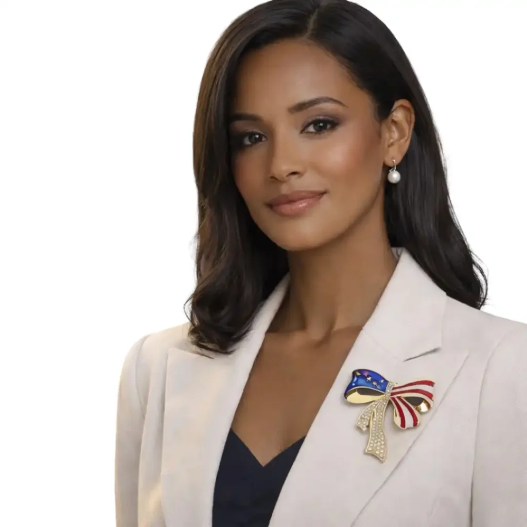 White House Luxury American Flag Bow Brooch Pin