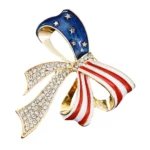 White House Luxury American Flag Bow Brooch Pin