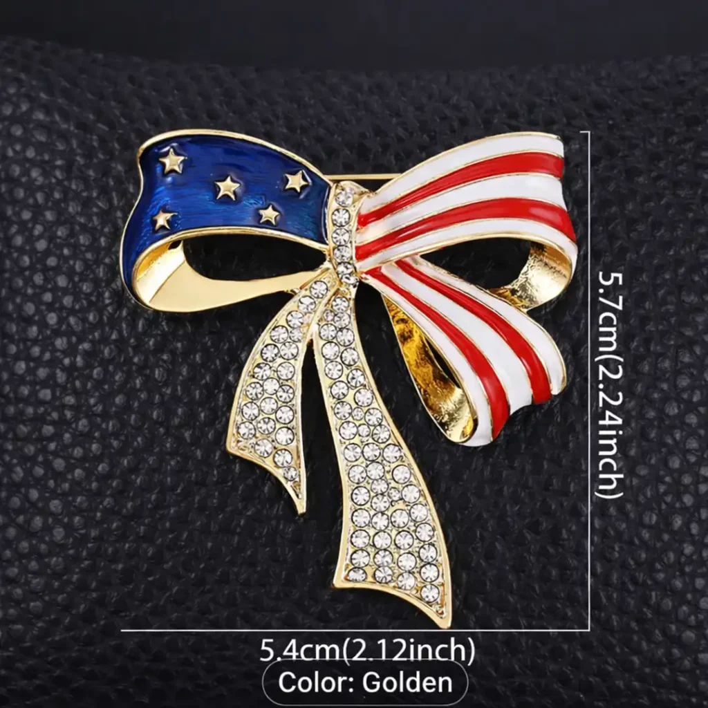 White House Luxury American Flag Bow Brooch Pin