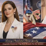 White House Luxury American Flag Bow Brooch Pin